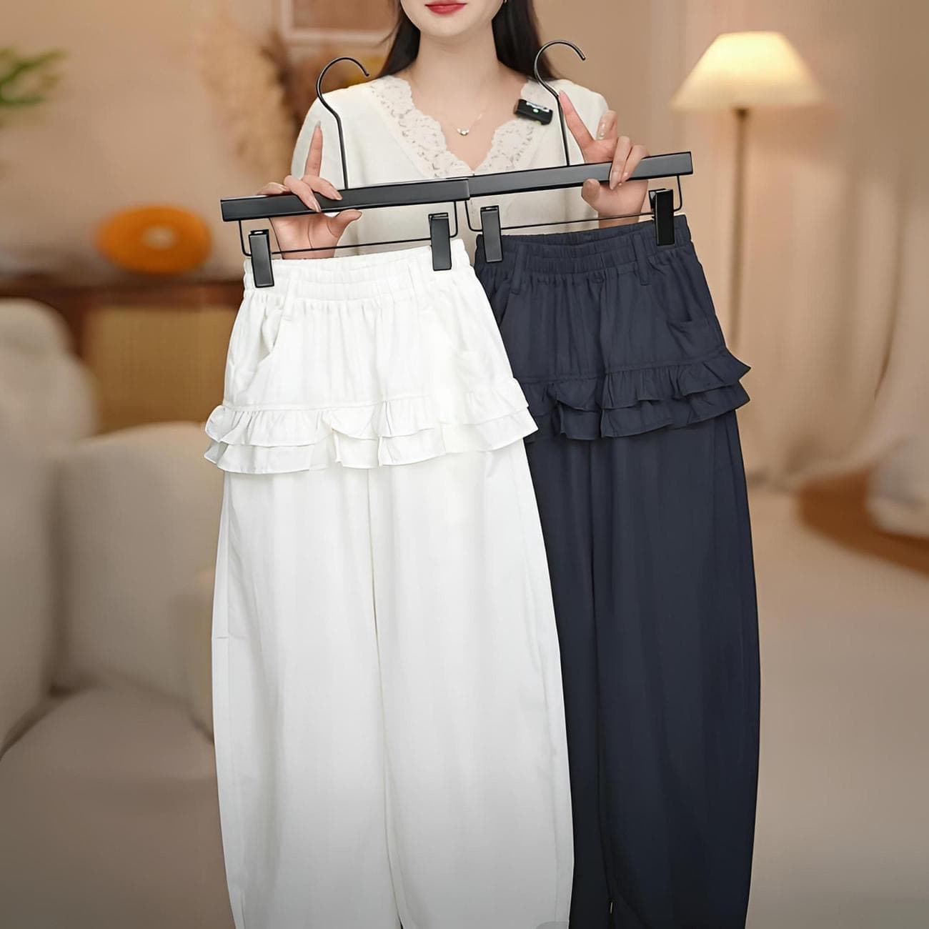 New Summer Lace Wide-Leg Pants for Girls, Loose White Black Casual Long Pants, Fashionable for Middle and Older Children