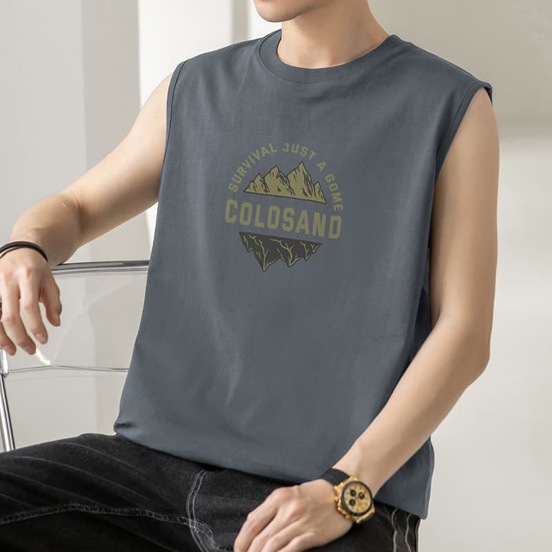 2026 New Cotton Sleeveless T-Shirt Men's Vest Summer Fitness Sports Undershirt Fun Print White Tank Top