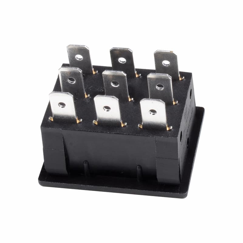 Triple 9-pin power switch RK1-37 with red light 16A/250V 3-in-1 rocker switch