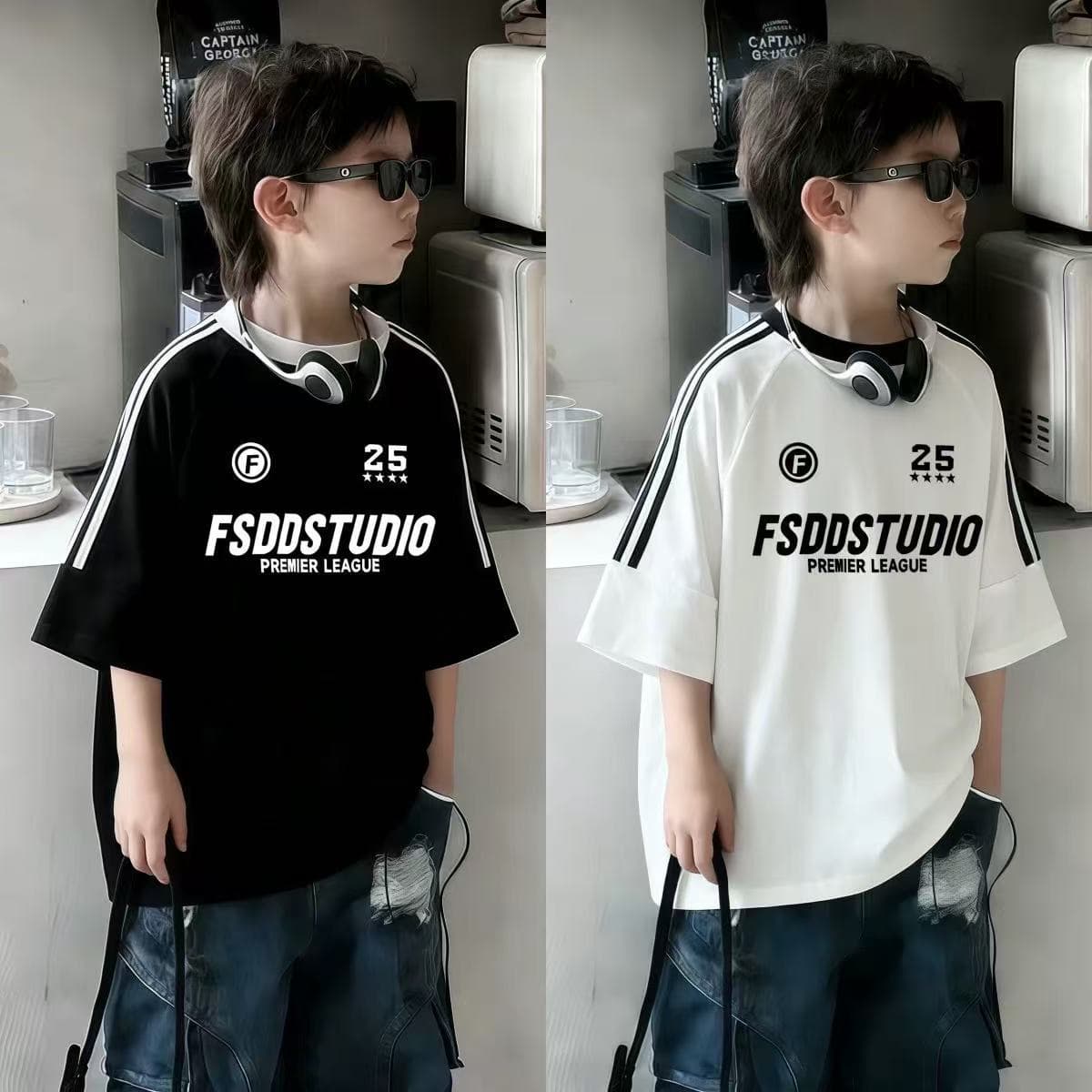 Popular Boys' Pure Cotton Short-Sleeve T-Shirt Summer 2026 New Children's Round-Neck Top Boys' Casual Three-Stripe T-Shirt