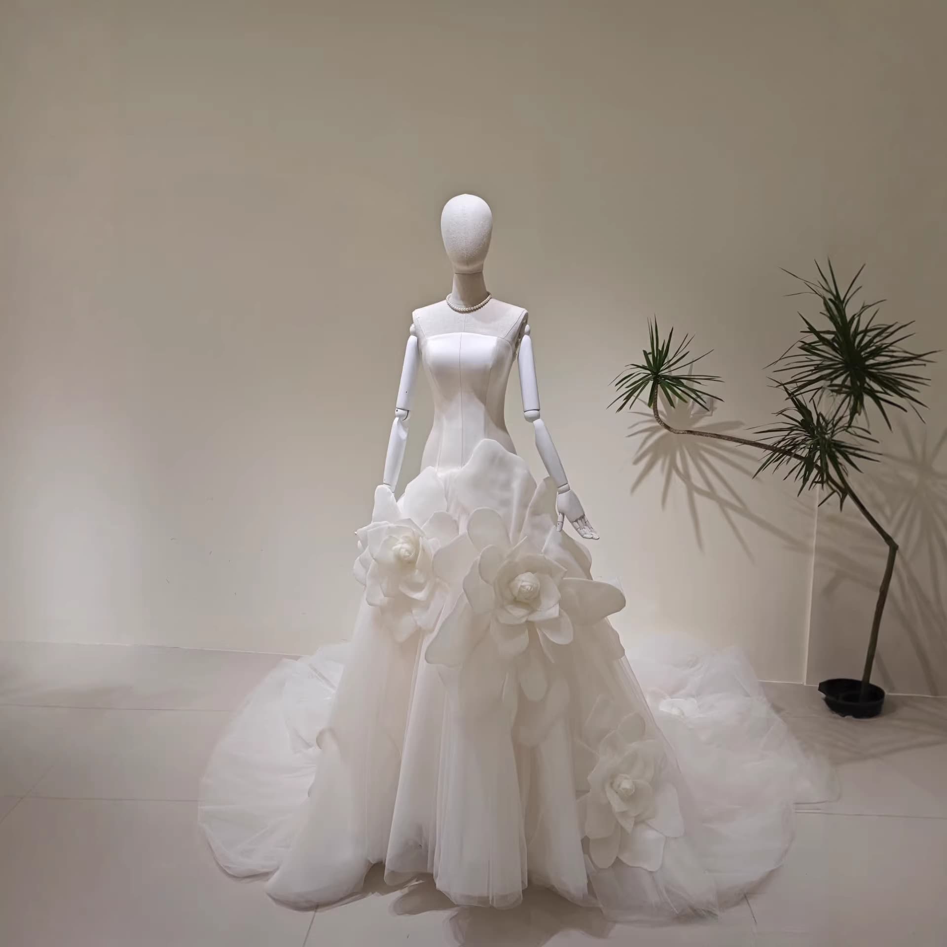 Wedding Dress French Vintage 3D Floral Strapless Style New Fairy Forest Dream Wedding Gown