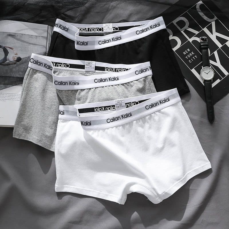 Cross-border factory direct sales of pure cotton women's boxer briefs with lettered waistband, mid-waist, breathable, antibacterial women's underwear.