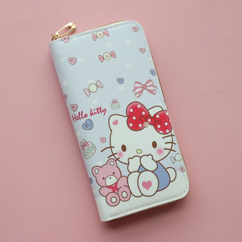 New Student Women's Children Long Zipper Cartoon Wallet Kitten Wallet Multi-Card Slot Large Capacity Phone Bag