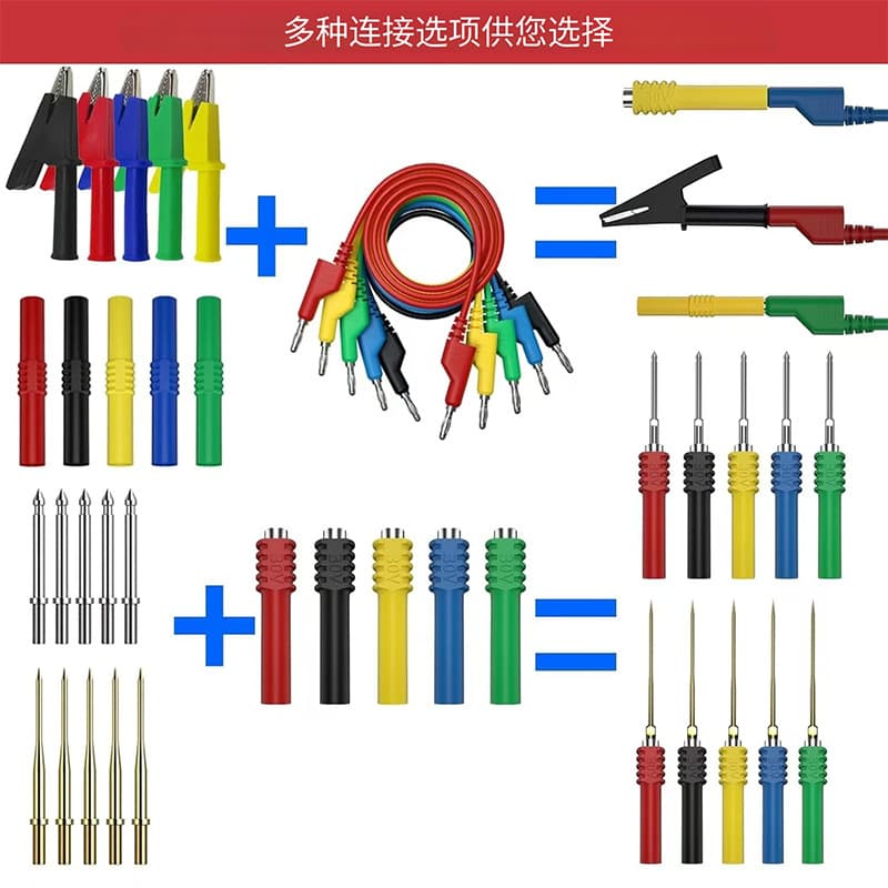30-Piece Banana Plug Alligator Clip Silicone Test Lead Kit 4mm Multimeter Stackable Banana Plug