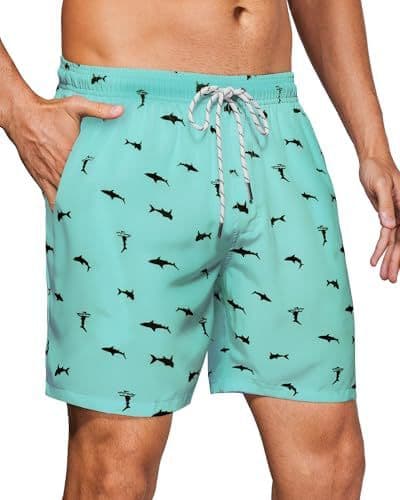 Summer beach, pool, and vacation men's fashion Hawaiian shorts with drawstring and stylish prints
