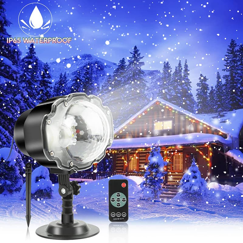White Mini Snowflake Light Waterproof Indoor/Outdoor Garden Courtyard Decoration Christmas Snowfall Lamp