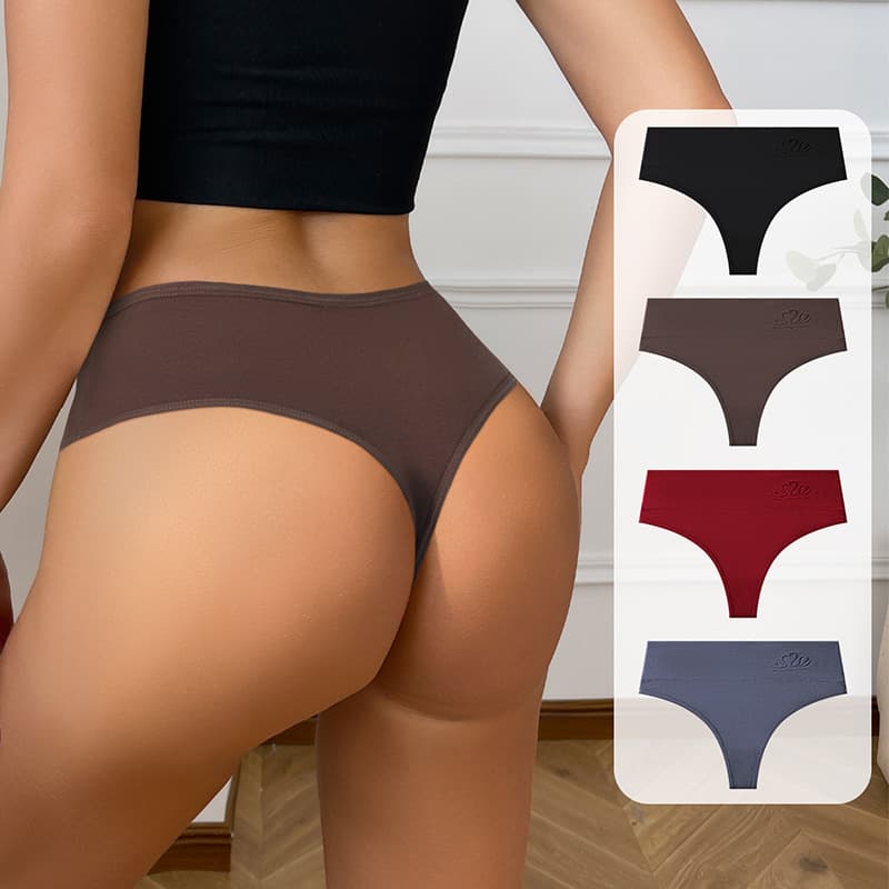 Cross-border Bestseller Sexy European and American Style High-Waist Women's Thong Panties Cotton Triangle Underwear Export Model