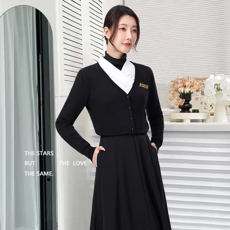 Autumn Winter New Style High-End Medical Beauty Salon Skin Management Technician SPA Nail Salon Beautician Uniform Set Dress