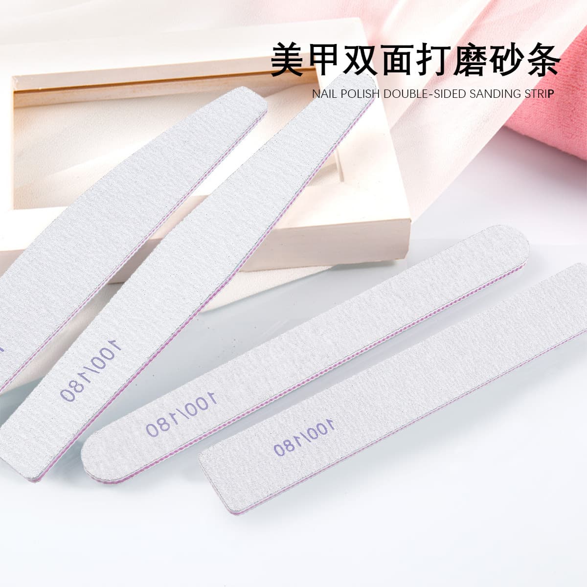 Double-sided Nail File for Shaping and Buffing, Purple Core Sanding Strip, Diamond File, Half-Moon Buffing Stick, Nail Art Tool