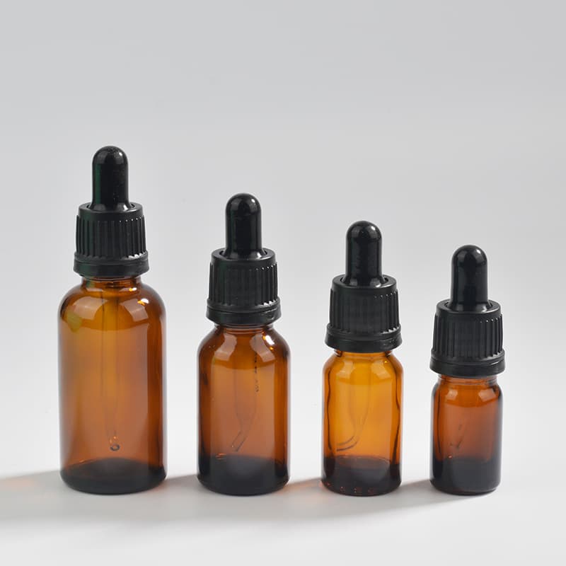 Brown Amber Glass Dropper Bottle with Sealed Lock Cap, Hand-Drawn Thickened YB Bent Tip Essential Oil Dropper Bottle