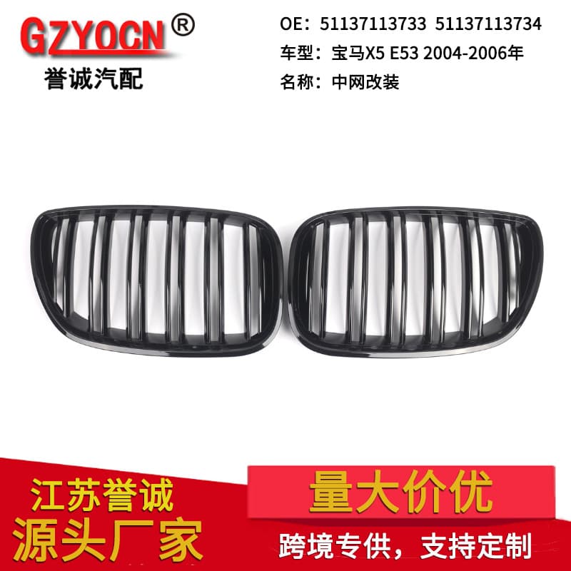 For BMW X5 E53 04-06 Front Bumper Grille Double Line Air Intake Grille Auto Parts Modification