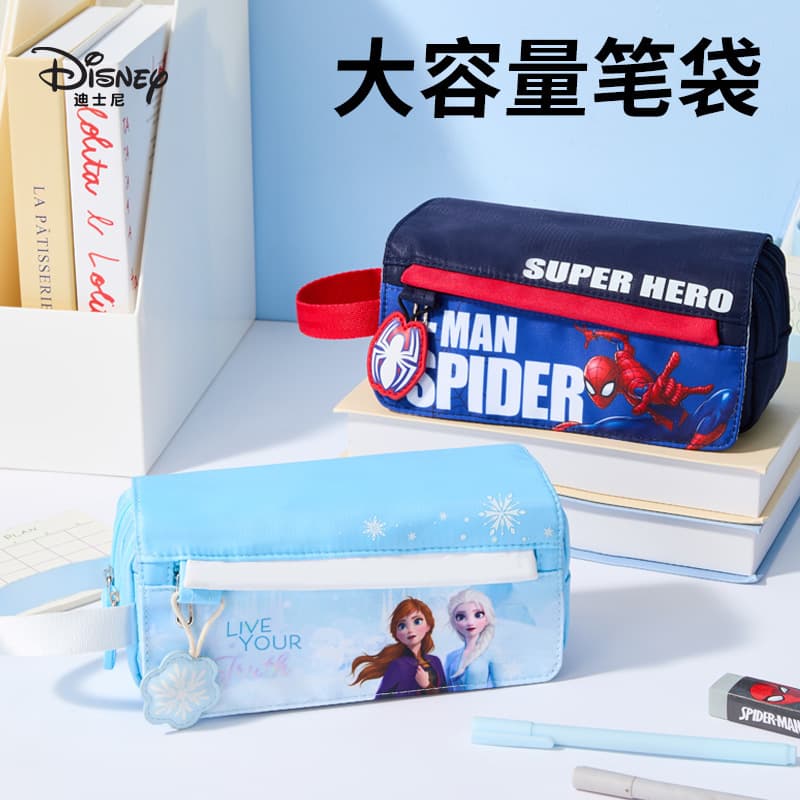 Disney pencil bag for boys Spider-Man student multifunctional large-capacity pencil bag for girls Elsa Princess stationery bag