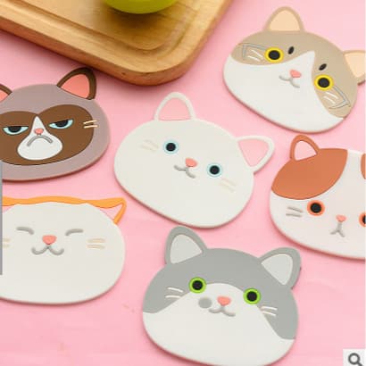 Trendy Cat Cute Coaster Silicone Cat Coaster Heat Insulation Mat Non-Slip Pad Bowl Mat Placemat Factory Direct