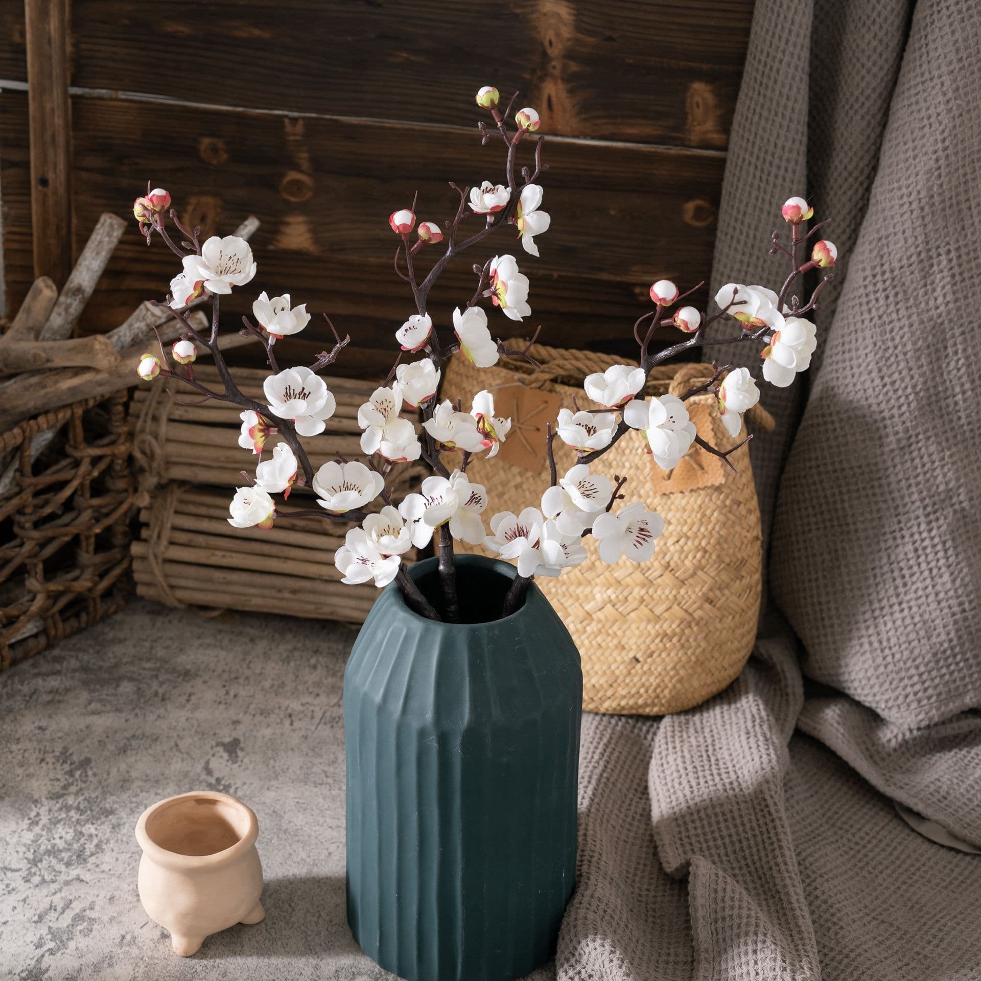 Ins-Style Winter Plum and Plum Blossom Artificial Flowers Wedding Decorations Plant Bonsai Rose Plant Wall Flower Wall Cross-Border