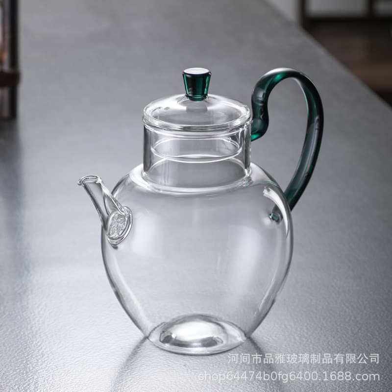 Imitation Song Dynasty Large Capacity Apple Pot, High Borosilicate Transparent Heat-Resistant Glass Tea Brewer for Green and Flower Tea