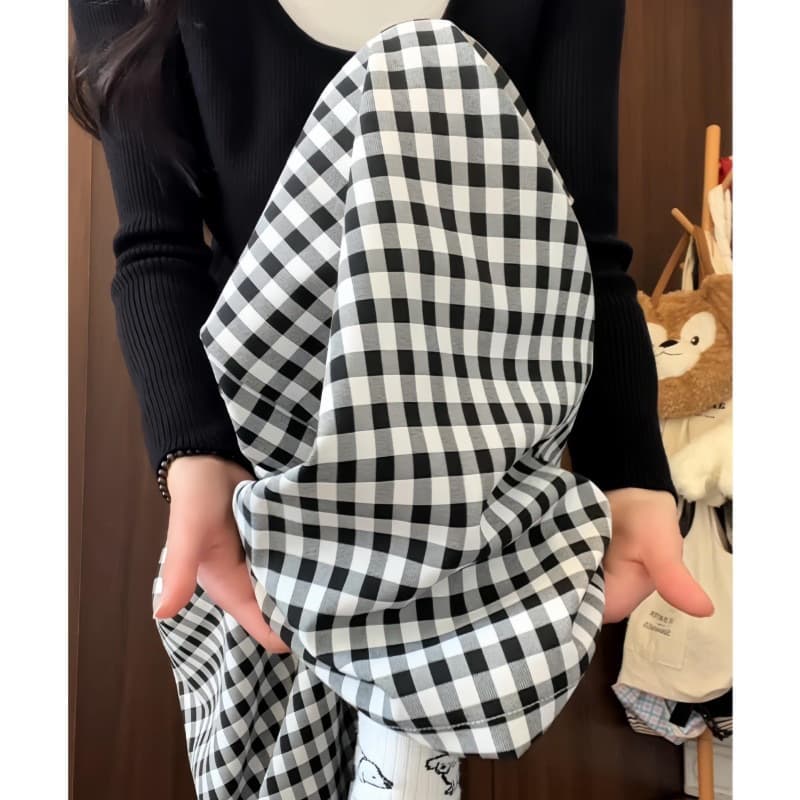 Black and White Summer New Style Contrast Dopamine Plaid Pants High-Waist Flowy Wide-Leg Pants Loose Slimming Casual Pants for Women