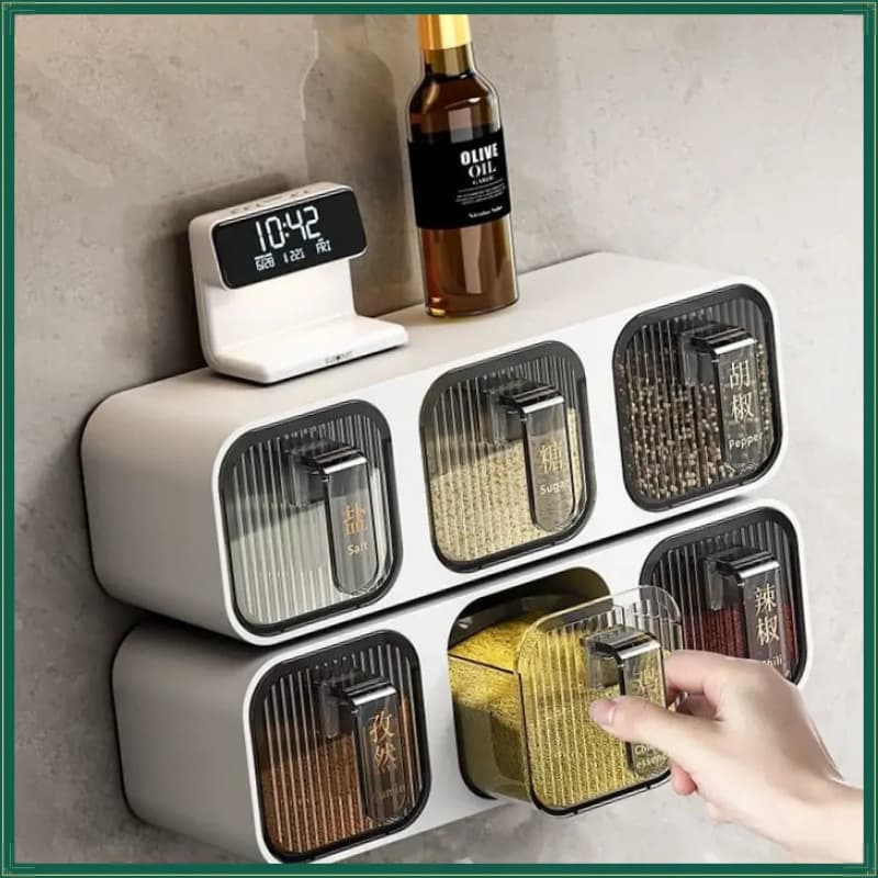 Xinjiang Available - Multi-grid Spice Box, Kitchen Wall-mounted Drawer-style Seasoning Jar