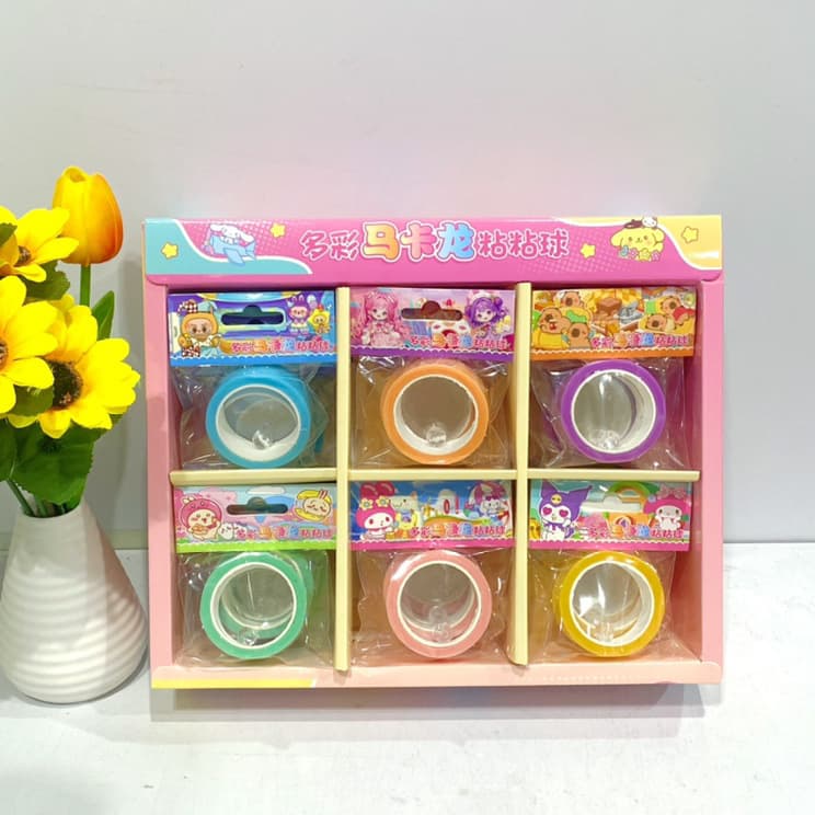 Children's Colorful Sticky Ball Stress Relief Tape DIY Ball Tape Cartoon Student Stress Relief Sticky Toy