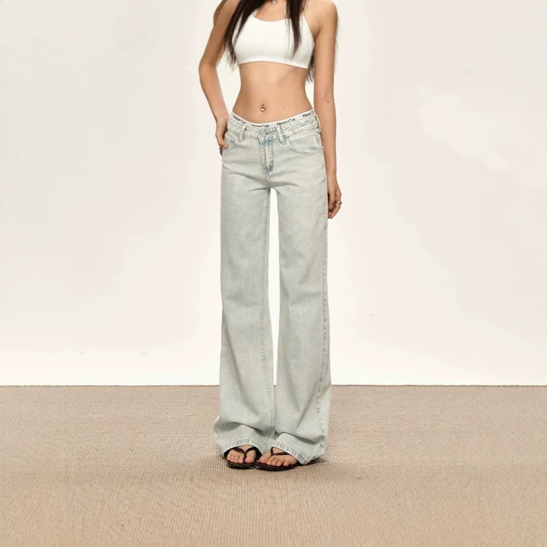 Low-waisted light-colored wide-leg jeans for women 2026 new summer hot girls loose slimming tall narrow version straight pants