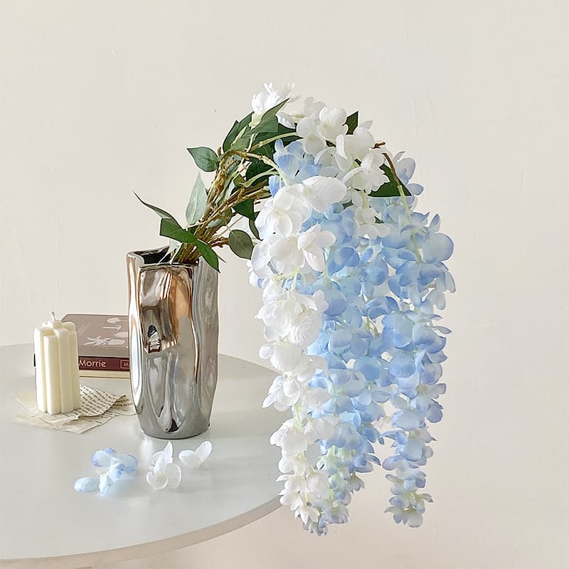 Abler wisteria long branches artificial flowers hanging wedding hall decoration artificial flowers silk flowers hotel soft ceiling decoration