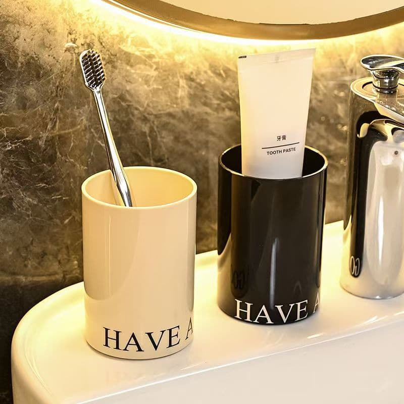 Black and White Dual-Color Creative Ins Simple English Luxury Couple Tooth Mug, Drinking Cup, Washing Cup, Cross-border Factory Direct Sales