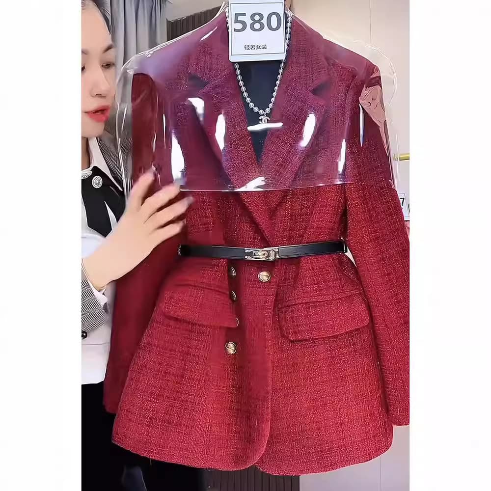 2718 Plus-Size Women's Clothing, Age-Reducing Elegant Tweed Coat, French-Style Tweed Blazer for Plus-Size Women, Winter Wear