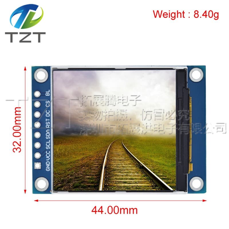 1.54-inch TFT LCD screen, 240×240 resolution, driven by ST7789V interface SPI