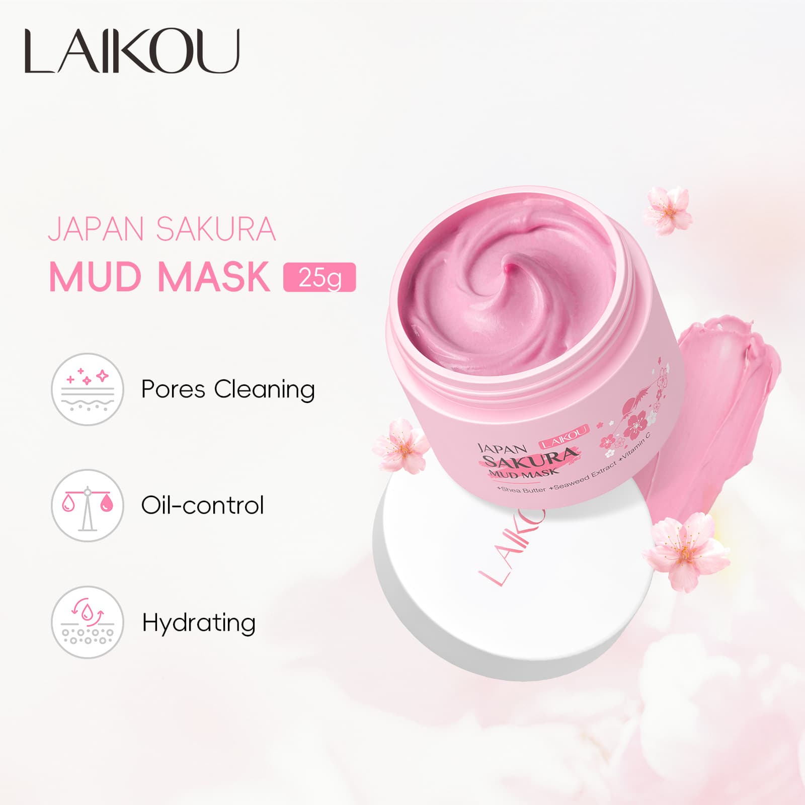 LaiKou Sakura Facial Mud Mask 25g Hydrating Moisturizing Cleansing Skin Care Product for All Skin Types from Guangdong
