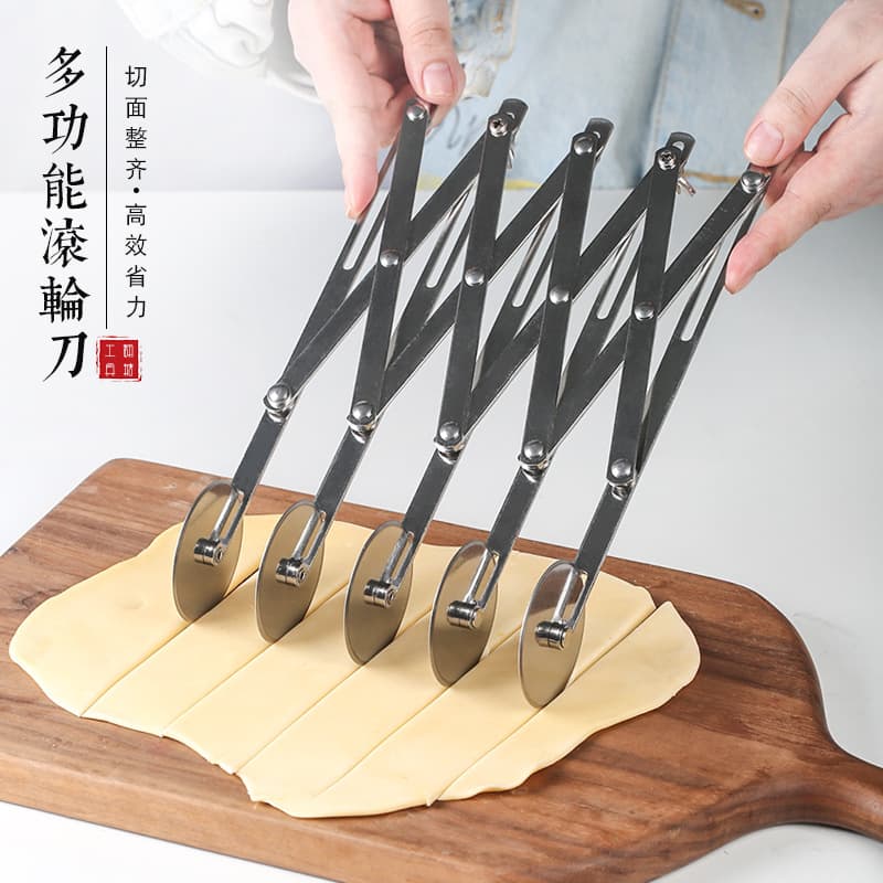 Stainless Steel Youtiao Cutter, Retractable Multi-Wheel Dough Blade, Pizza Cutter, Commercial Youtiao and Noodle Cutter