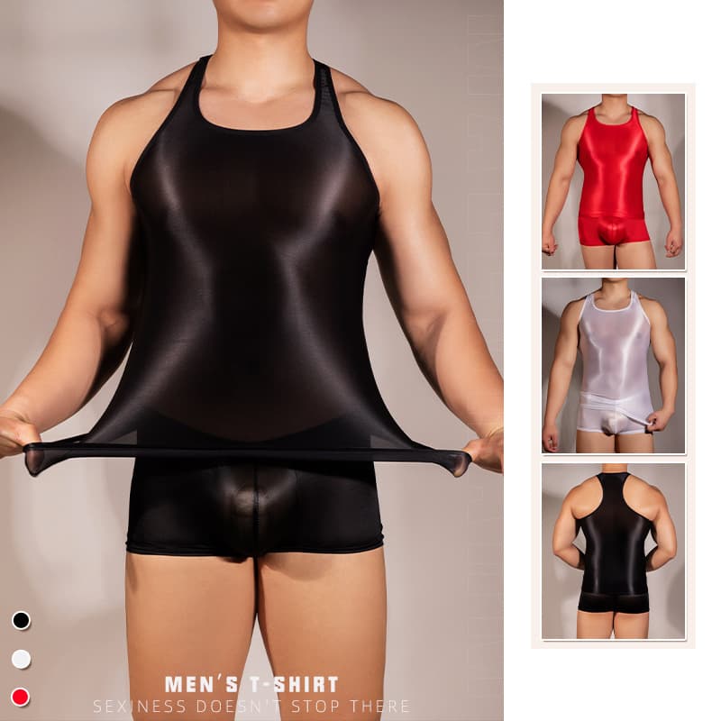 Factory Direct Men's Sexy Lingerie Tight Fitting Vest Short Sleeve Temptation In Stock