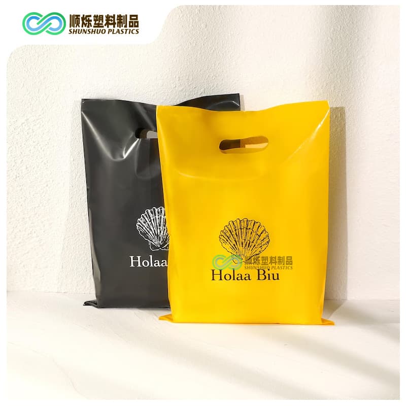 PE Solid Color Perforated Bag Cross-border E-commerce Exquisite Multi-color Printed Amazon Foreign Trade THANKYOU Shopping Tote Bag