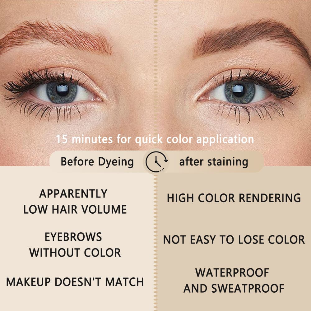 Aikexier Eyebrow Tint Kit Natural Brow Dye Waterproof Sweat-Resistant Quick-Dry Brow Tint for Beauty Salons
