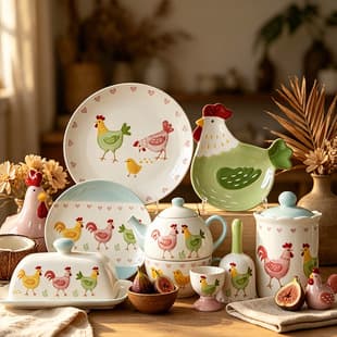 Macaron Color Easter Chicken Bowl and Plate Ceramic Tableware Cartoon Cute Set Underglaze Color Children's Home Use