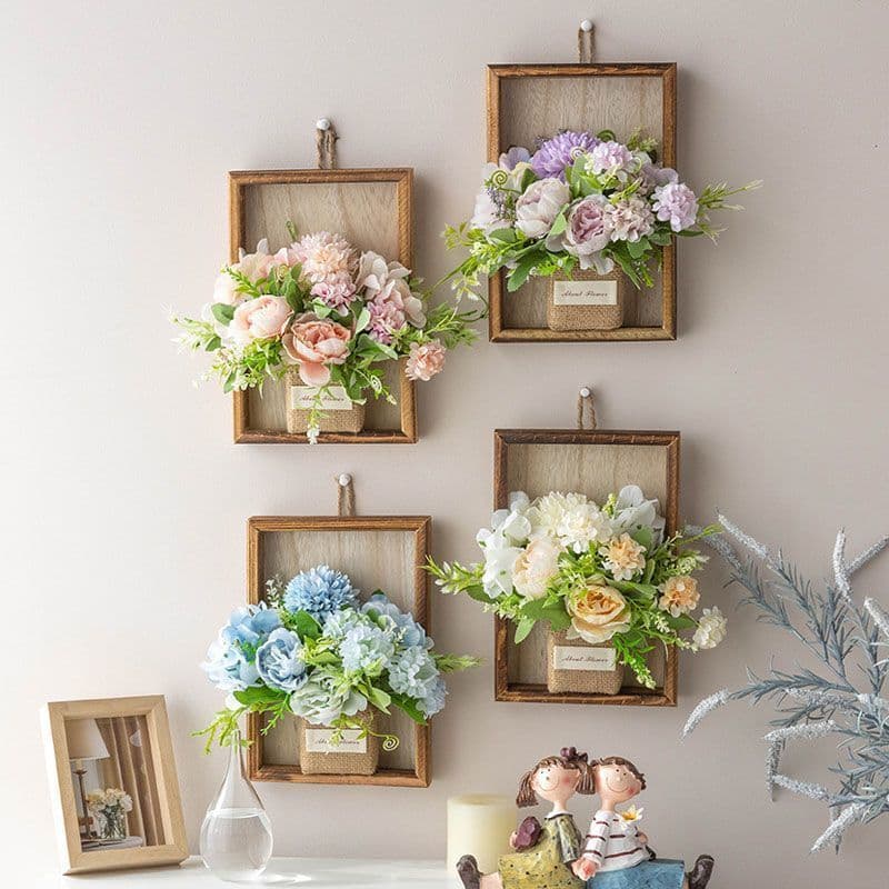 Pastoral wall hanging artificial flowers fake flower set living room wall decoration creative wall hanging home wall decoration
