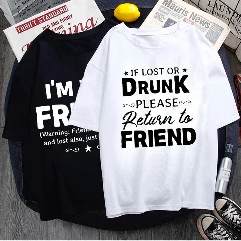 BFF Besties Tshirts for Women If Lost or Drunk Please Return