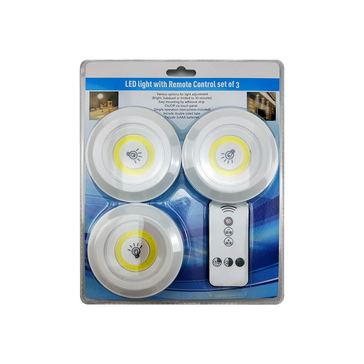 Manufacturer's remote control tap light, COB light for cabinets, creative bedside night light, mini wardrobe and closet study light.