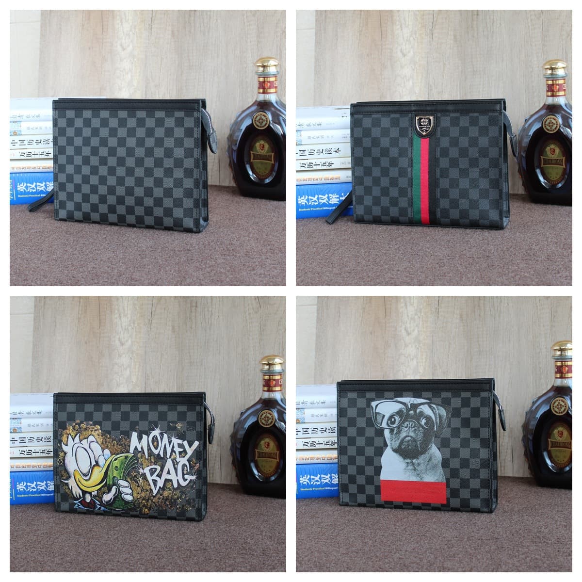 Hard Shell Plaid Men's Clutch Bag Checkered Small Square Bag Handbag 2025 New 10-Inch Wallet Men's Clutch Women's