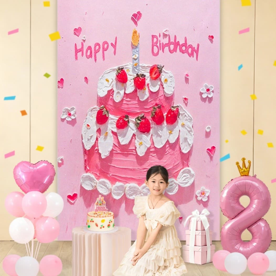 Birthday scene decoration happy birthday banner background cloth hanging cloth children's birthday party supplies