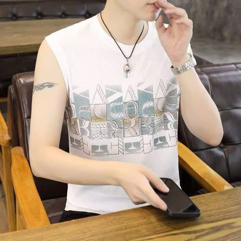 Men's Youth Streetwear Ins Vest Stylish Sleeveless Summer Casual Loose Breathable T-Shirt