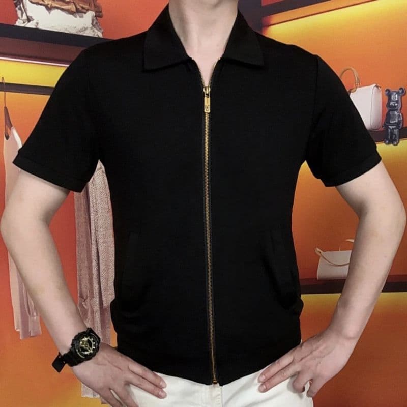 2026 summer men's high-quality lapel short-sleeved light luxury simple high-end versatile casual half-sleeved T-shirt shirt