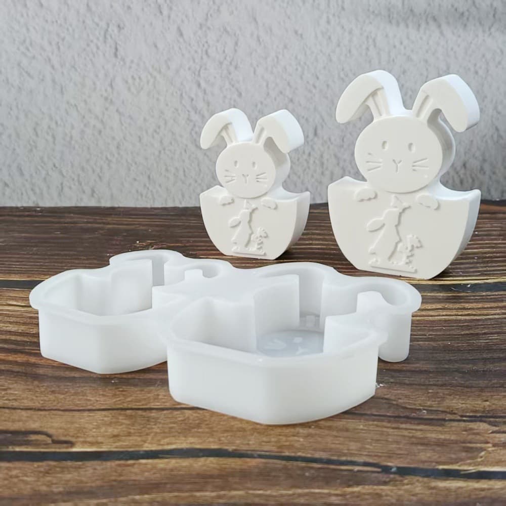 S2377 Easter Bunny Ornament Decoration Cement Plaster Mold DIY Silicone Mold
