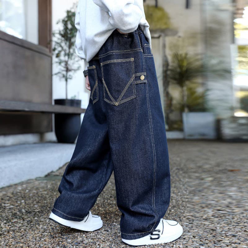 Children's jeans boys Korean style wide leg pants 2026 new boys handsome street straight trousers spring and autumn wear