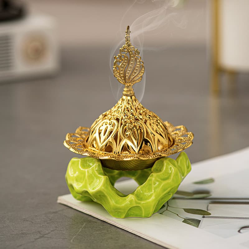 Cross-border Middle East Ceramic Aromatherapy Burner Taihu Stone Incense Burner Creative Home Living Room Desktop Incense Holder Decorative Ornament