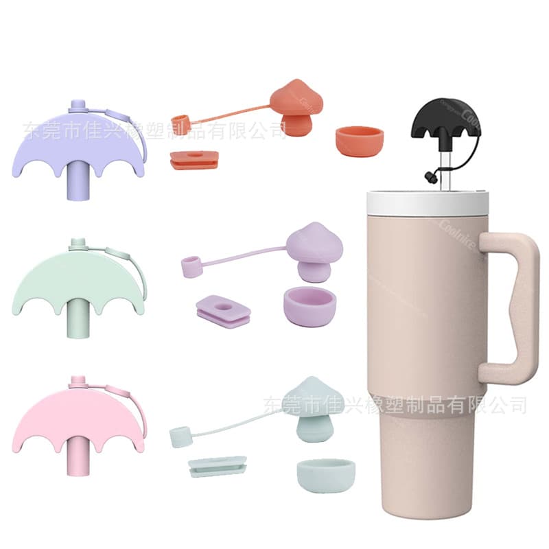 Amazon New Outdoor Water Cup Stanley Cup Silicone Straw Cap Anti-Spill Anti-Leak Stanley Cup Straw Plug
