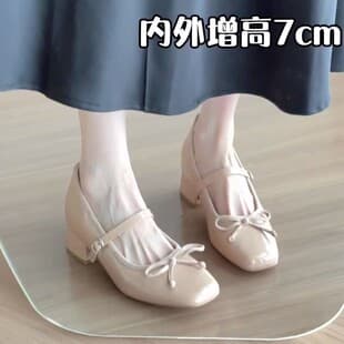 7cm Hidden Wedge Red Butterfly Ballet High Heel Pumps for Women 2026 New Style, Vintage Chunky Heel Mary Jane Shoes for Women