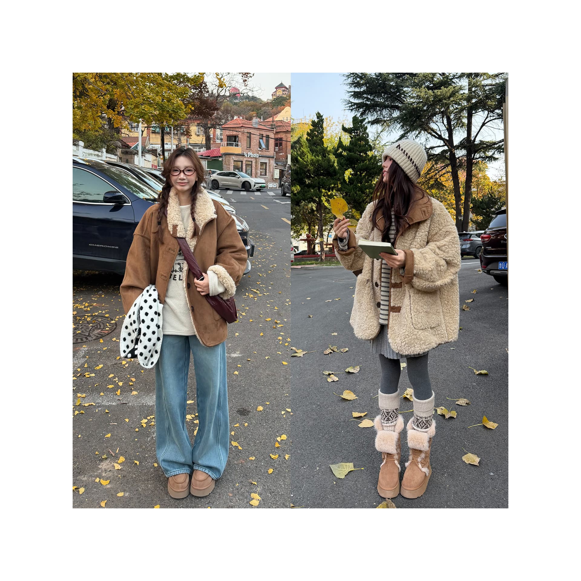 Huanghuangjia suede plush reversible jacket 2025 winter new niche warm and loose design #4099Y