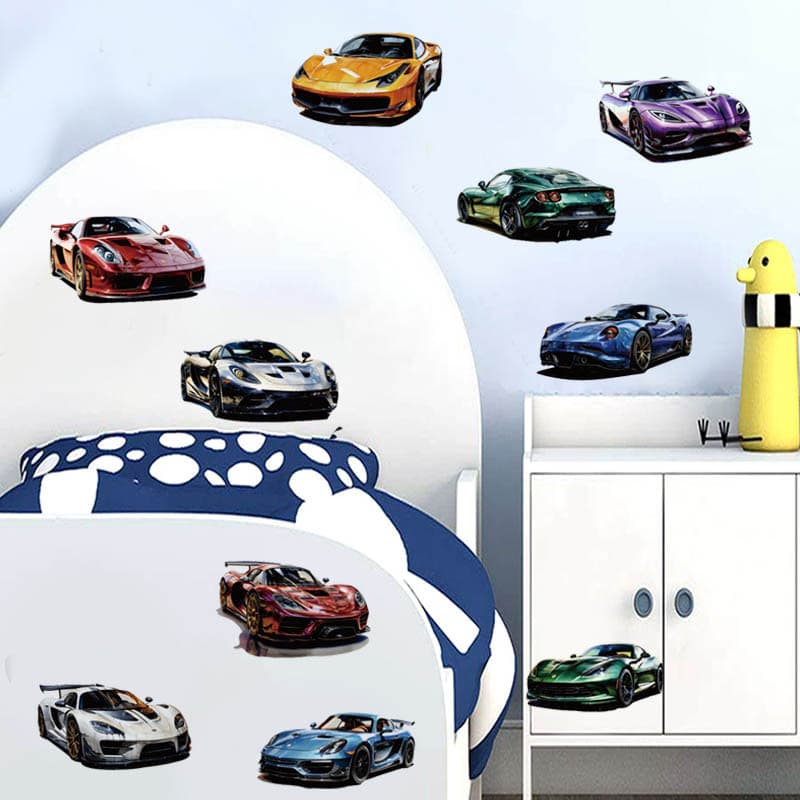 Cross-border Multi-color Car Kids Cartoon Wall Stickers for Kindergarten Children's Room Wall Decoration, Self-Adhesive