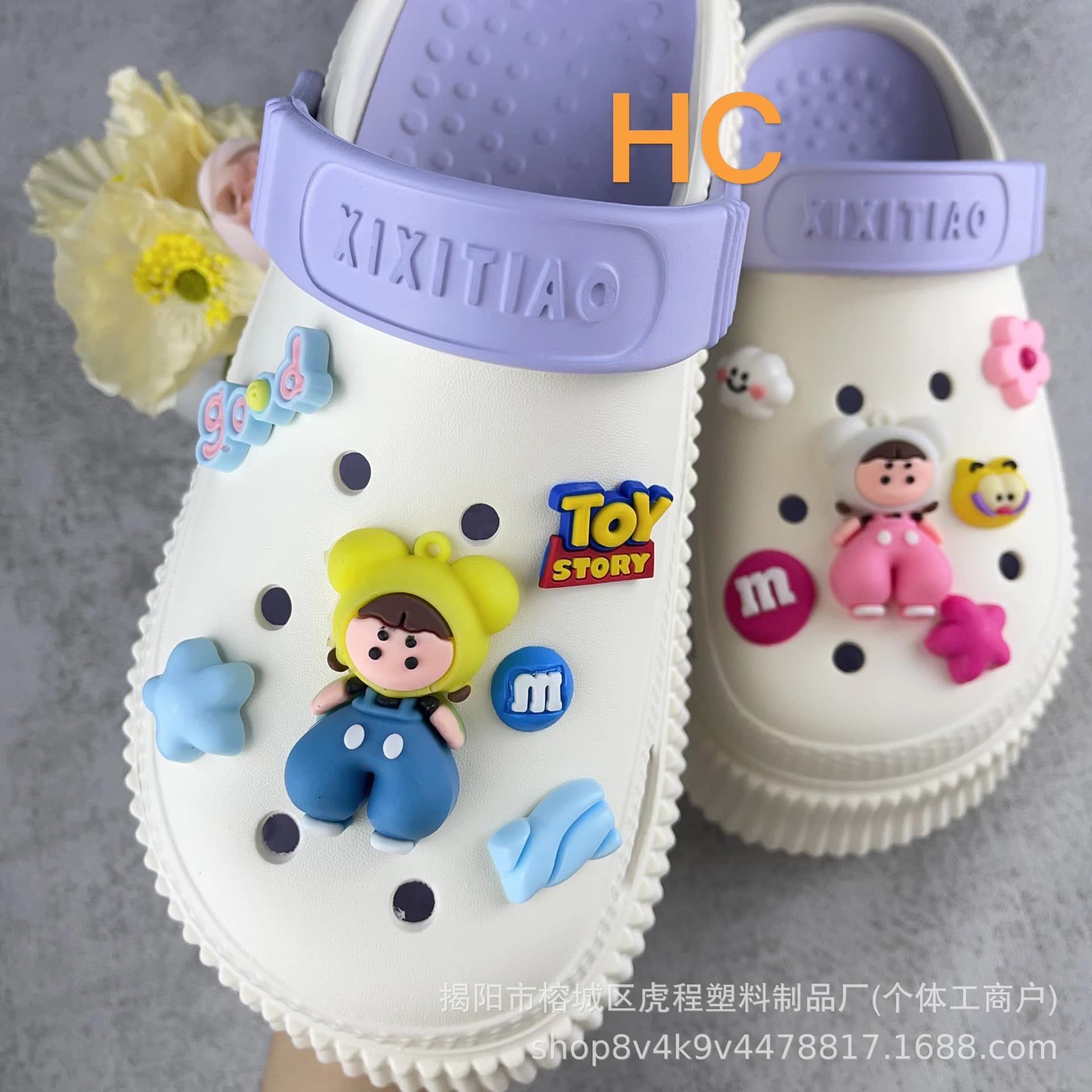 Creative New Vest Girl Croc Charms Cute Cartoon Accessories 3D DIY Epoxy Shoe Buckle Set
