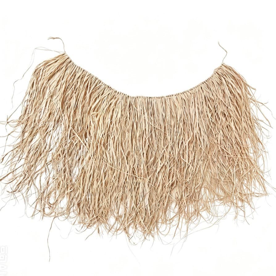 Raffia Grass Skirt Forest Style Raffia Wall Hanging Handwoven Creative Living Room Wall Grass Weaving Set with Tassels