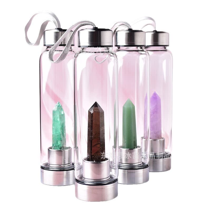 Best-selling Cross-border Six-sided Crystal Column Rose Quartz Amethyst Energy Glass Water Cup Magic Wand Spa Tea Cup Wholesale